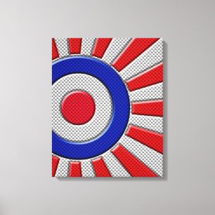 Mod Roundel Sunburst Design im Carbon Fibre Stil Leinwanddruck