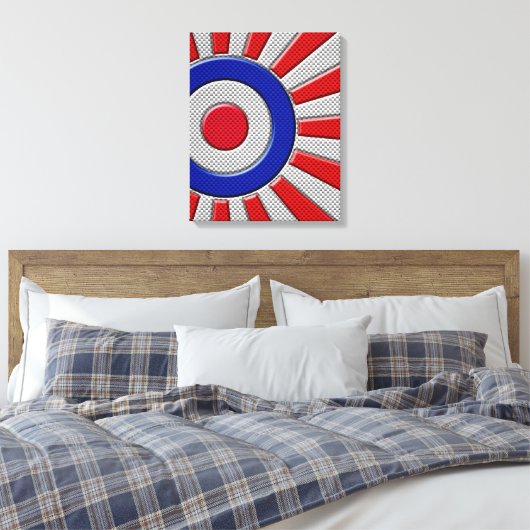 Mod Roundel Sunburst Design im Carbon Fibre Stil Leinwanddruck (Insitu (Schlafzimmer))