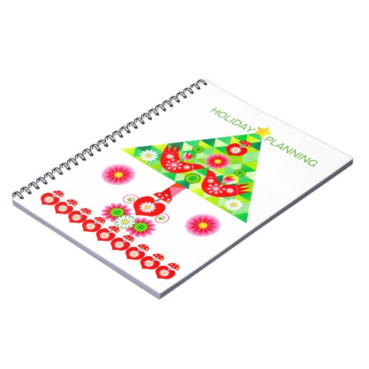 Mod Scandi Holiday Bird and Tree Note Book Notizblock (Linke Seite)
