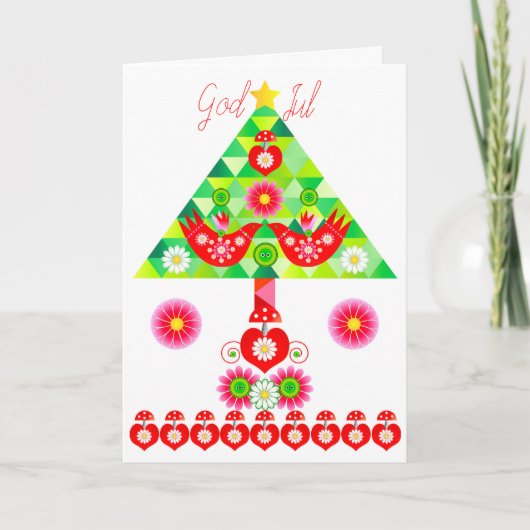 Mod Scandi Holiday Bird Card Feiertagskarte (Vorderseite)