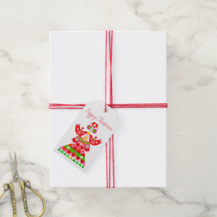 Mod Scandi Holiday Bird-Gift-Tag Geschenkanhänger