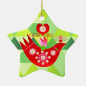 Mod Scandi Holiday Bird Keramik Ornament (Vorne)