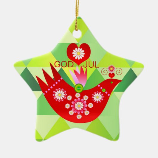 Mod Scandi Holiday Bird Keramik Ornament (Vorne)