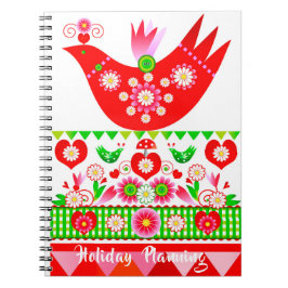 Mod Scandi Holiday Bird-Notizbuch Notizblock