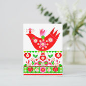 Mod Scandi Holiday Bird Postkarte (Stehend Vorderseite)