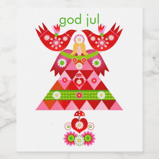 Mod Scandi Holiday Bird Weinetikett (Einzelnes Label)