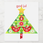 Mod Scandi Holiday Bird Weinlabel Weinetikett (Einzelnes Label)