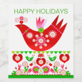 Mod Scandi Holiday Bird Weinlabel Weinetikett (Einzelnes Label)