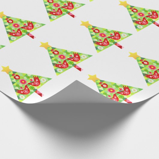 Mod Scandi Holiday Bird Wrapping Paper Geschenkpapier (Ecke)