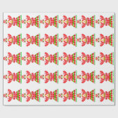 Mod Scandi Holiday Bird Wrapping Papier Geschenkpapier (Flach)
