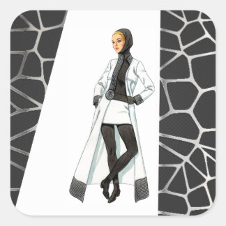 Mod Schwarz-Weiß-Mini-Shirt aus der Mitte des Jahr Quadratischer Aufkleber