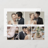 Mod Schwarz-weiß Wedding Foto Herzlichen Dank Postkarte (Vorne/Hinten)
