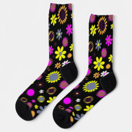 Mod schwarzes Blumenmuster Socken