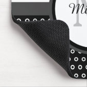 Mod-Schwarzweiss-Polka-Punkt-Monogramm mit Namen Mousepad (Ecke)
