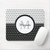 Mod-Schwarzweiss-Polka-Punkt-Monogramm mit Namen Mousepad (Mit Mouse)