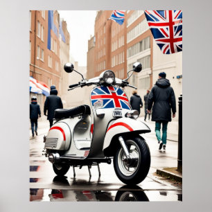 Mod Scooter, Union Jack, Brighton, Parka Poster