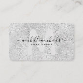 Mod Silver Luxury Glitzer Glam Monogram Script Visitenkarte (Vorderseite)
