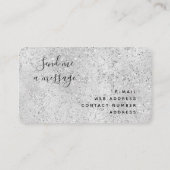 Mod Silver Luxury Glitzer Glam Monogram Script Visitenkarte (Rückseite)