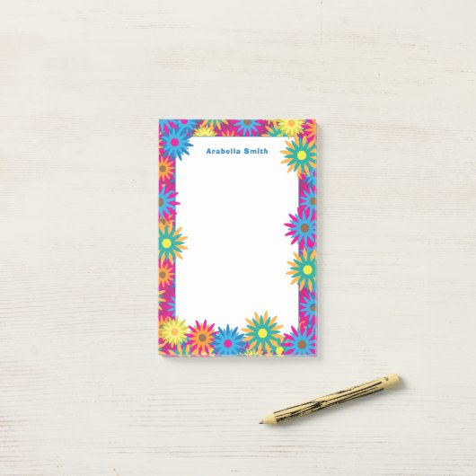 Mod Sixties Seventies Blume Power Hippie Post-it Klebezettel (Auf Schreibtisch)