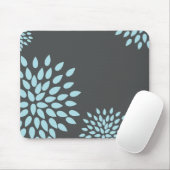 Mod Sky Blue Blume auf grauem Hintergrund Mousepad (Mit Mouse)