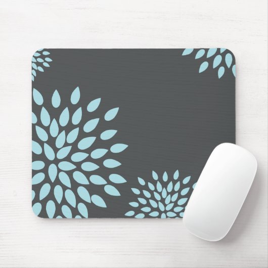 Mod Sky Blue Blume auf grauem Hintergrund Mousepad (Mit Mouse)