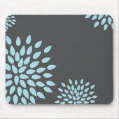 Mod Sky Blue Blume auf grauem Hintergrund Mousepad (Vorne)