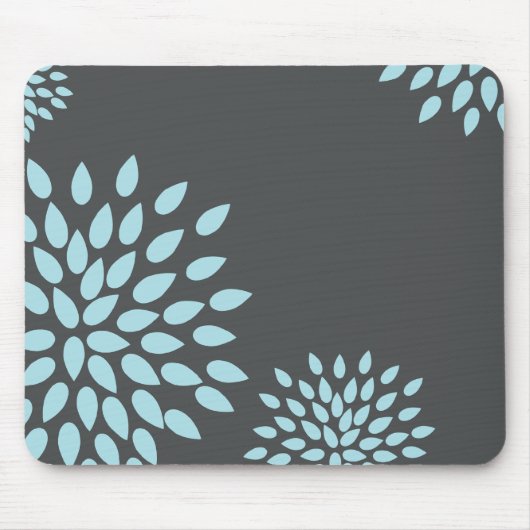 Mod Sky Blue Blume auf grauem Hintergrund Mousepad (Vorne)