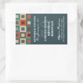 Mod Squares Birthday Wine - Blau (750 ml) Rechteckiger Aufkleber (Tasche)