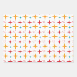 Mod Stars Weihnachten, Retro Mitte des Jahrhundert Geschenkpapier Set