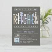 Mod Stock Die Küche Paare Dusche Party laden Einladung (Stehend Vorderseite)