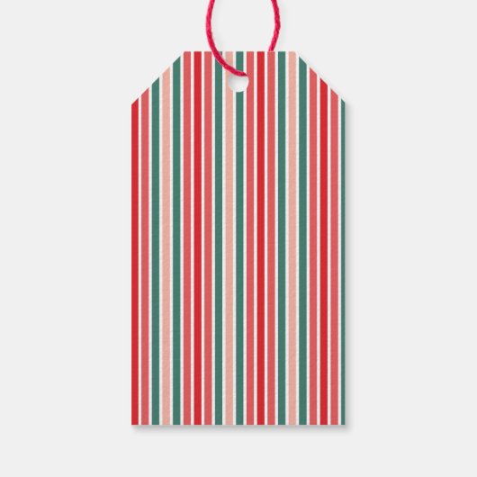 Mod Stripe Merry Alles Rot & Grün Geschenkmarke Geschenkanhänger (Rückseite)