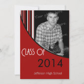 Mod Stripes Graduation Party Einladen in Rot und S Einladung (Vorderseite)