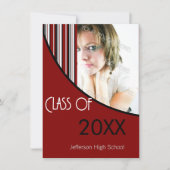 Mod Stripes Graduation Party Einladung Red Black (Vorderseite)