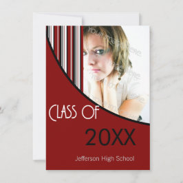 Mod Stripes Graduation Party Einladung Red Black