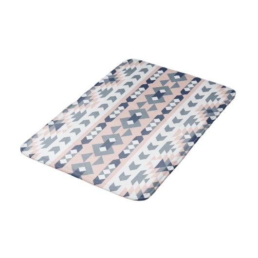 Mod-Südwestgeometrische Marine erröten Badematte (Schrägansicht)