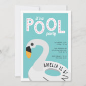 Mod Swan | Pool Party Geburtstagseinladung Einladung (Vorderseite)