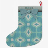 Mod Sweater Pattern der 1960er-Jahre - Matted Aqua Großer Weihnachtsstrumpf (Rückseite)