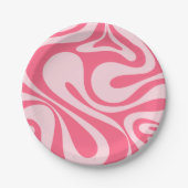 Mod Swirl Retro Modernes Abstraktes Muster Rosa Pappteller (Vorderseite)