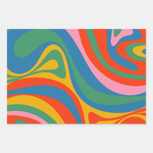 Mod Swirl Retro Trippy Abstraktes Muster Geschenkpapier Set (Vorderseite 2)