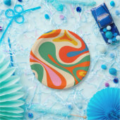 Mod Swirl Retro Trippy Abstraktes Muster Pappteller (Party)