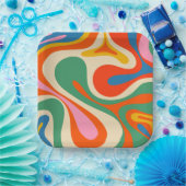 Mod Swirl Retro Trippy Abstraktes Muster Pappteller (Party)