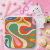 Mod Swirl Retro Trippy Abstraktes Muster Pappteller (Party)