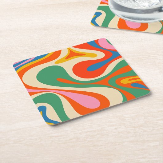 Mod Swirl Retro Trippy Abstraktes Muster Rechteckiger Pappuntersetzer (angewinkelt)