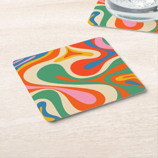 Mod Swirl Retro Trippy Abstraktes Muster Rechteckiger Pappuntersetzer (angewinkelt)