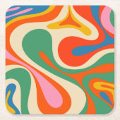 Mod Swirl Retro Trippy Abstraktes Muster Rechteckiger Pappuntersetzer (Vorderseite)