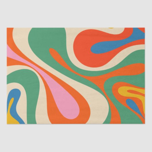 Mod Swirl Retro Trippy Abstraktes Muster Seidenpapier (Vorderseite)