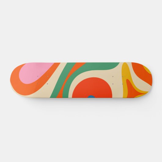 Mod Swirl Retro Trippy Abstraktes Muster Skateboard (Horizontal)