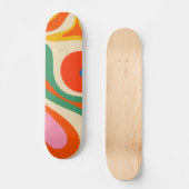 Mod Swirl Retro Trippy Abstraktes Muster Skateboard (Vorderseite)