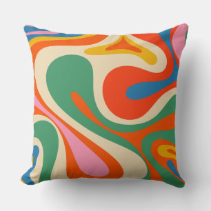 Mod Swirl Retro Trippy Farbige Abstrakte Muster Kissen