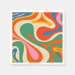 Mod Swirl Retro Trippy Farbige Abstrakte Muster  Serviette